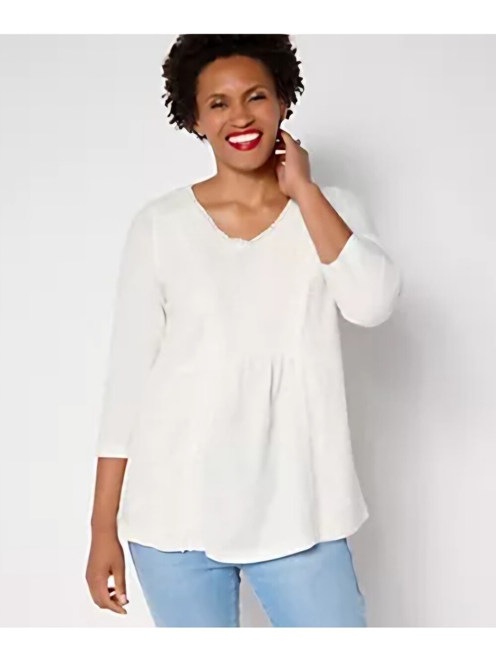 NWOT Logo Lori Goldstein Cotton Mixed Media Top Womens 2X White Workwear Office